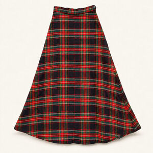 Vintage Fritzi Tartan Plaid Maxi Skirt Red Green Navy Full A-Line Holiday XS/S